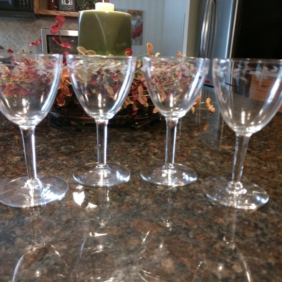 Vintage Other - Vintage Crystal Wheat Etched Mini Wine Glasses-4